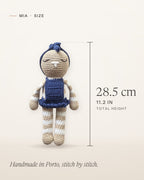 Size guide for Mia, handmade crochet bunny: about 28.5 cm (11.2 in) tall